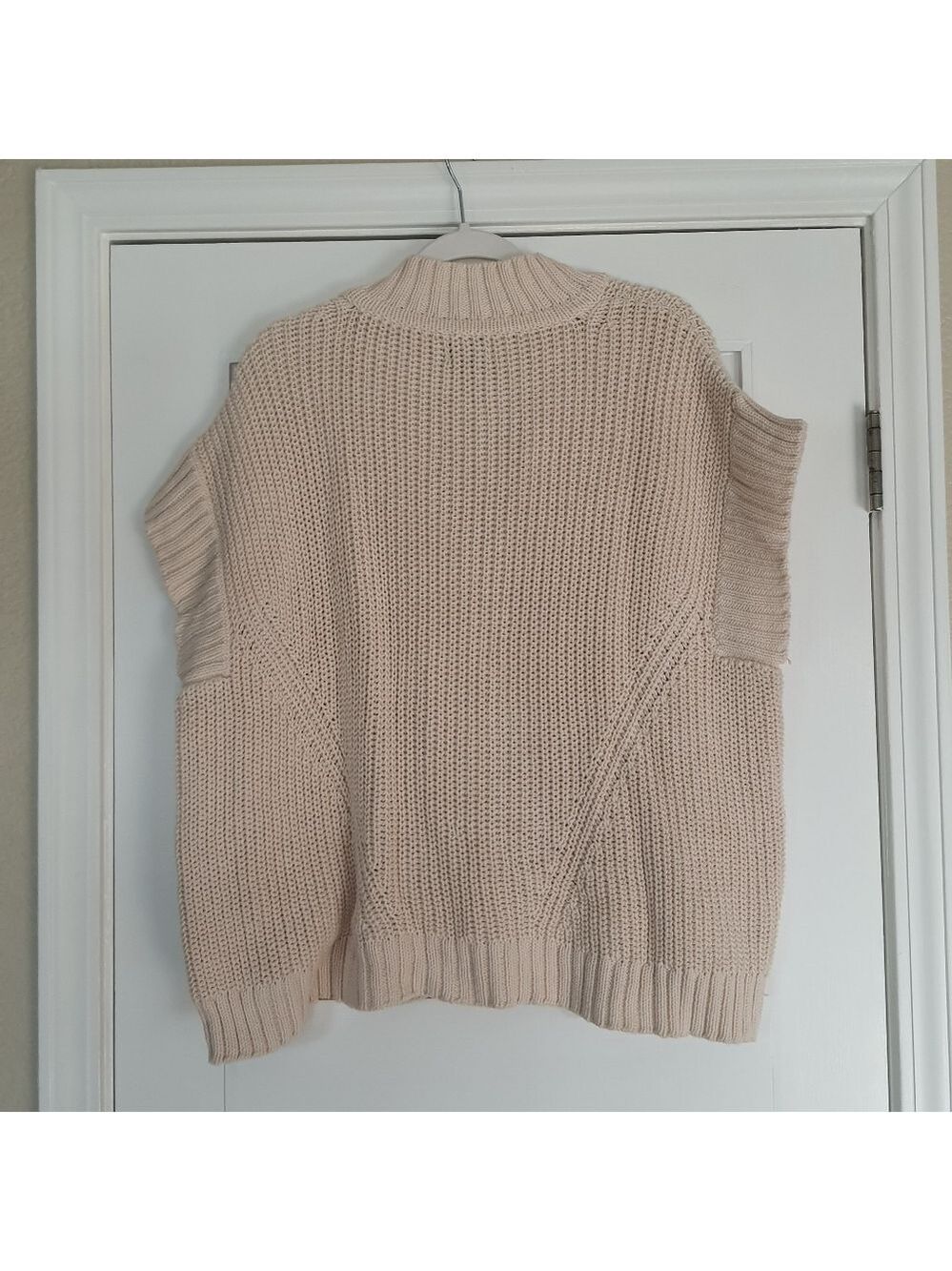 Pure Handknit Katherine Sweater Poncho Womens S/M Cream SS Oversized - Picture 12 of 14
